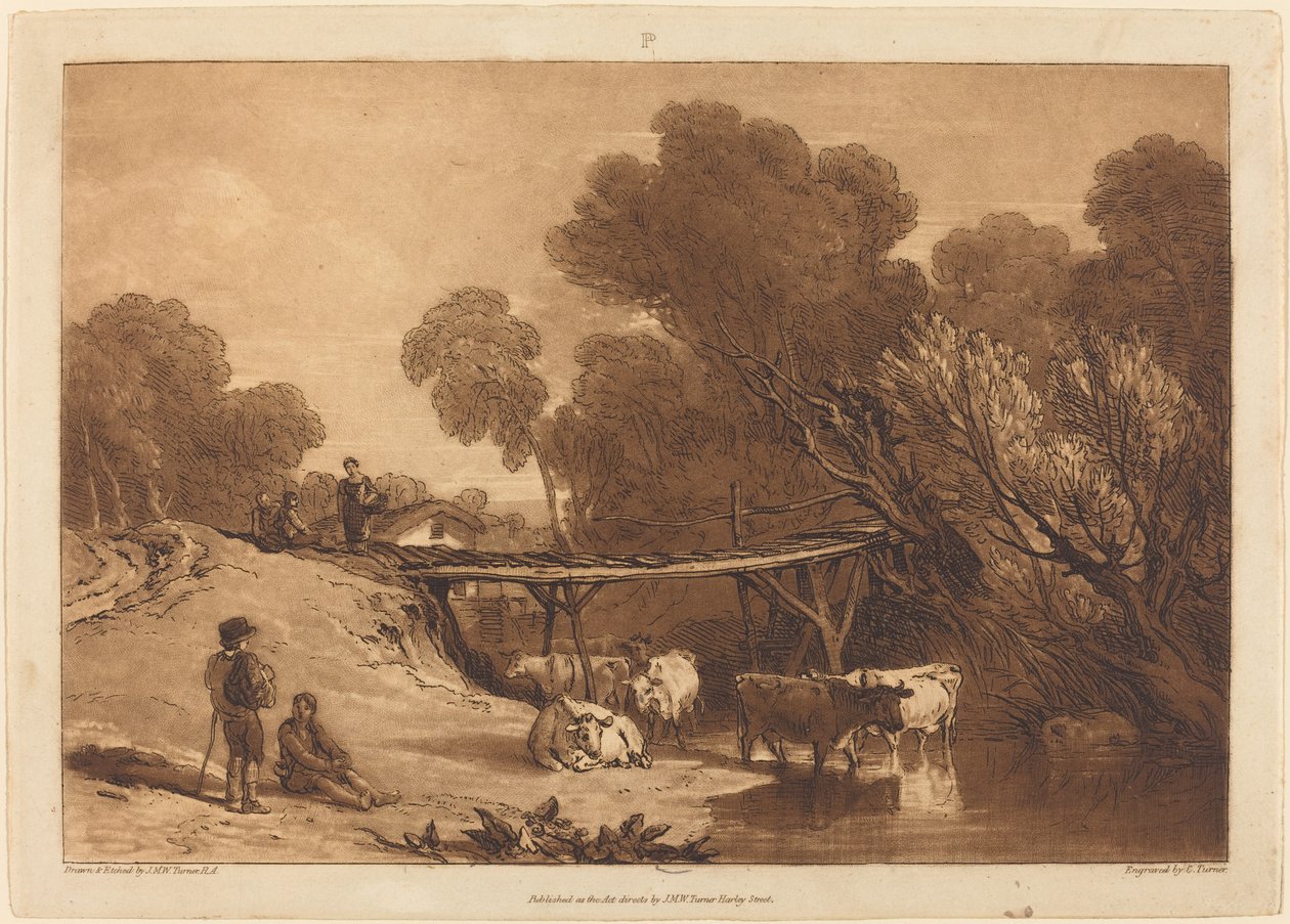 Brücke und Kühe von Joseph Mallord William Turner and Charles Turner