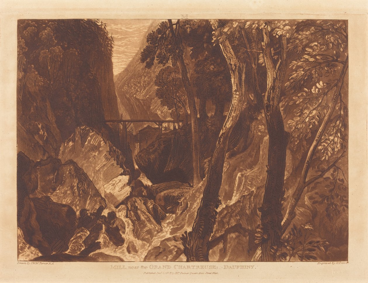 Mühle in der Nähe der Grande Chartreuse von Joseph Mallord William Turner and Henry Edward Dawe