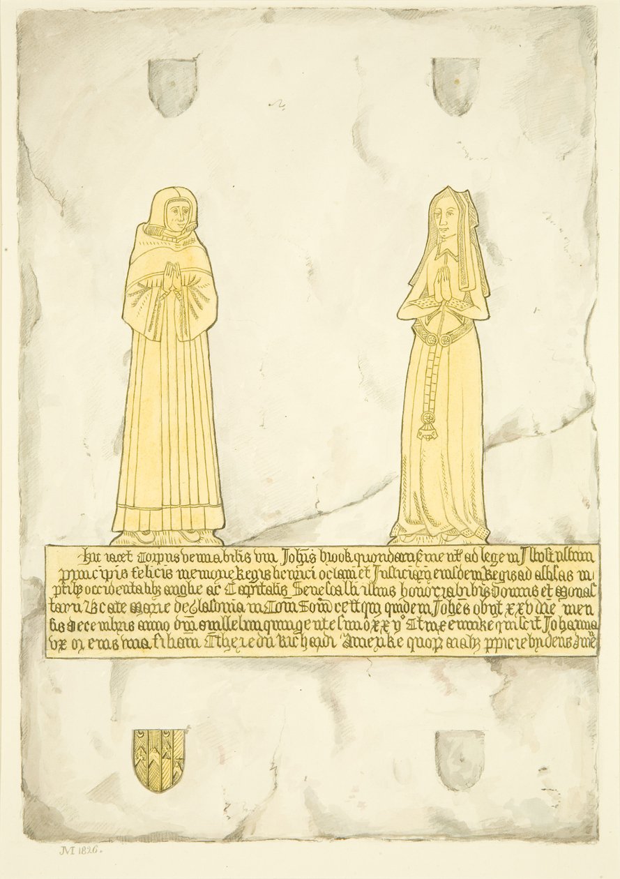 Messingplatte von John Brooke und seiner Frau in St. Mary Redcliffe von Joseph Manning