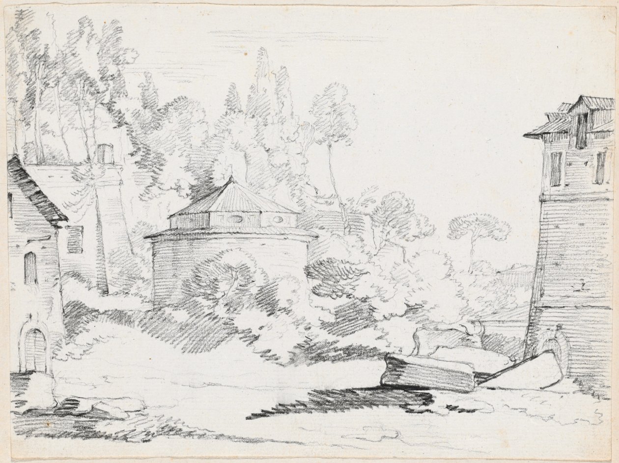Landschaft mit der Kirche San Teodoro von Joseph Marie Vien