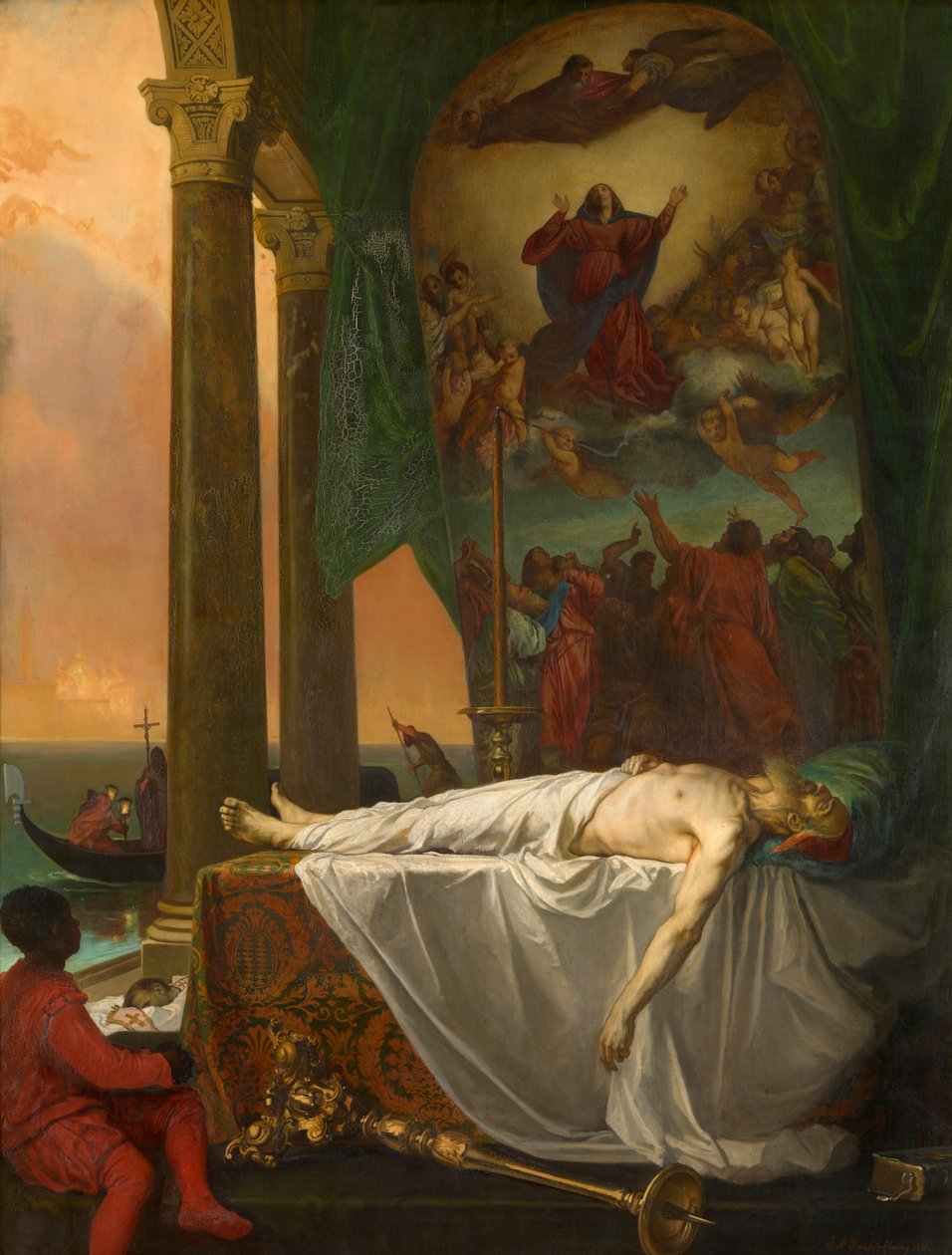 Tizian aufgebahrt im Palazzo Barberino von Joseph Nicolas Robert Fleury