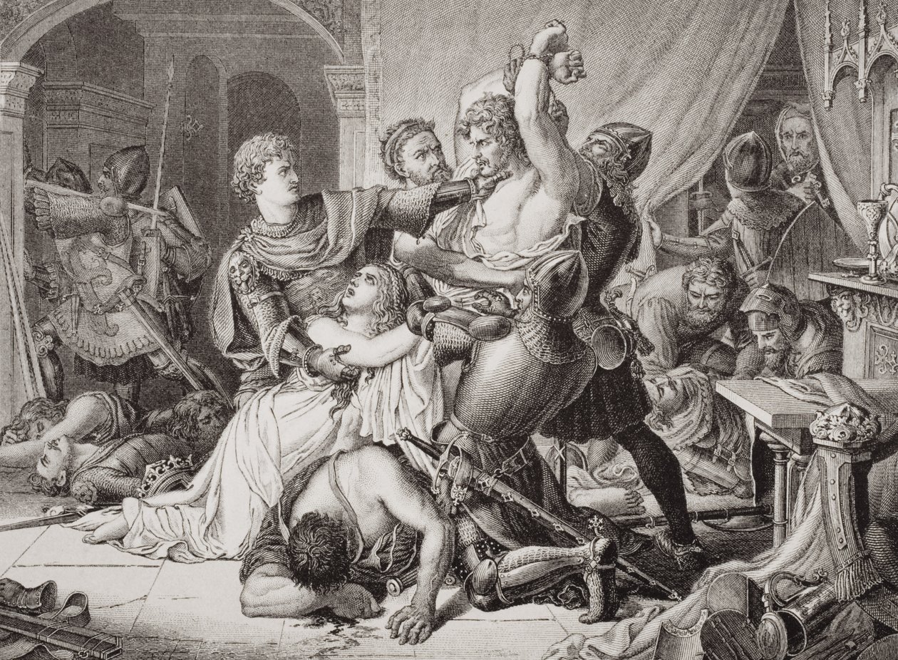 Die Gefangennahme von Roger de Mortimer (1287-1330) in Nottingham Castle von Joseph Noel (after) Paton