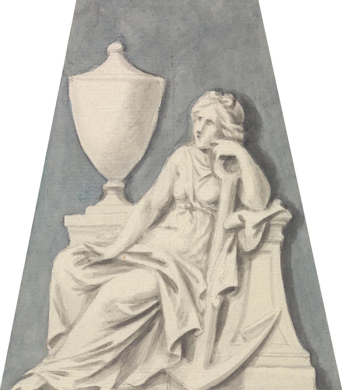 Grab mit sitzender Dame, die sich auf eine Urne stützt von Joseph Nollekens