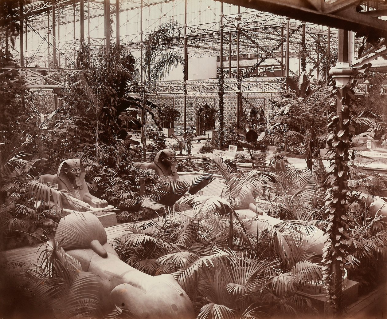 Der Kristallpalast in London: der tropische Bereich, ca. 1870 (s/w Foto) von Joseph Paxton