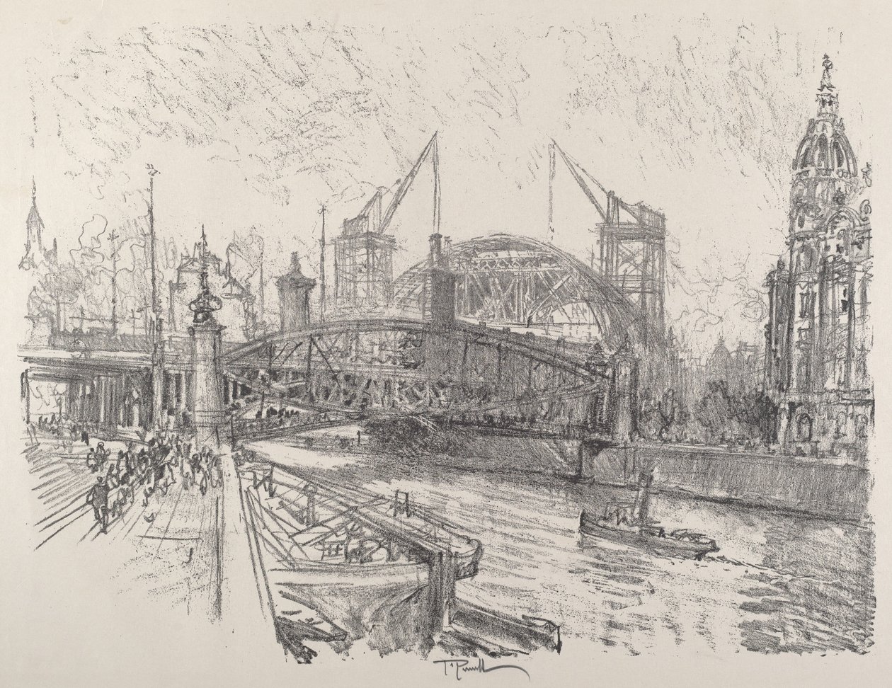 Bau des Friedrichstraßenbahnhofs, 1921 von Joseph Pennell