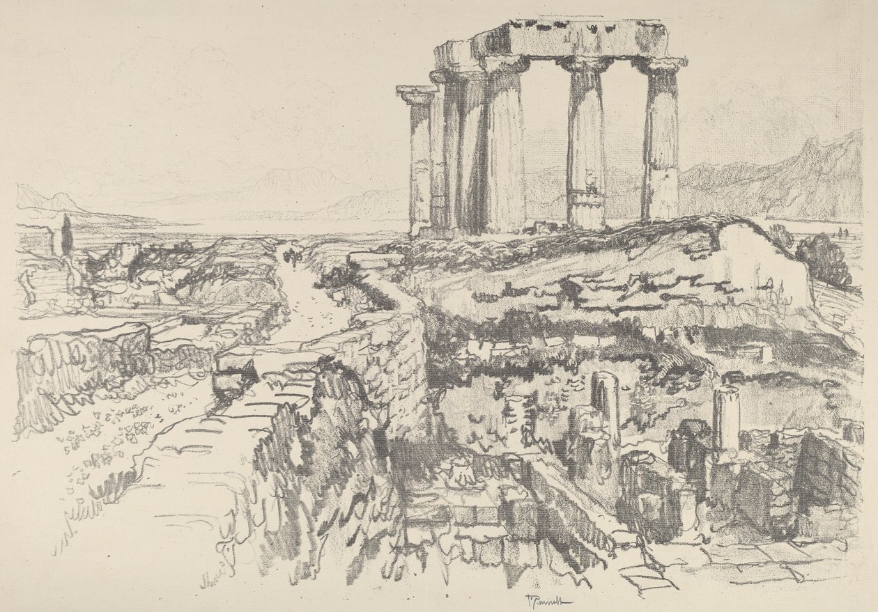 Korinth, zum Golf hin, 1913 von Joseph Pennell