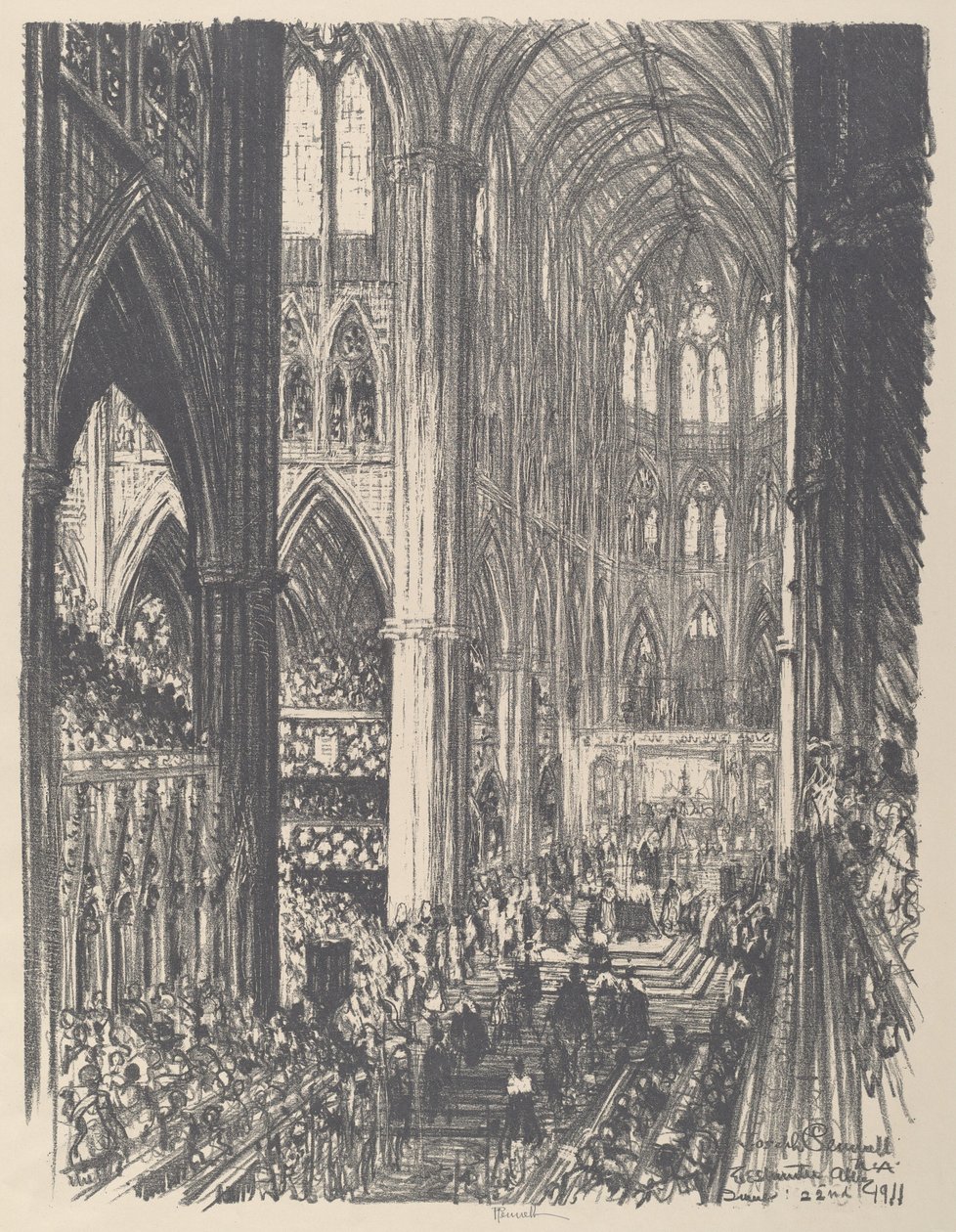 Krönung von König George V und Königin Mary in der Westminster Abbey von Joseph Pennell