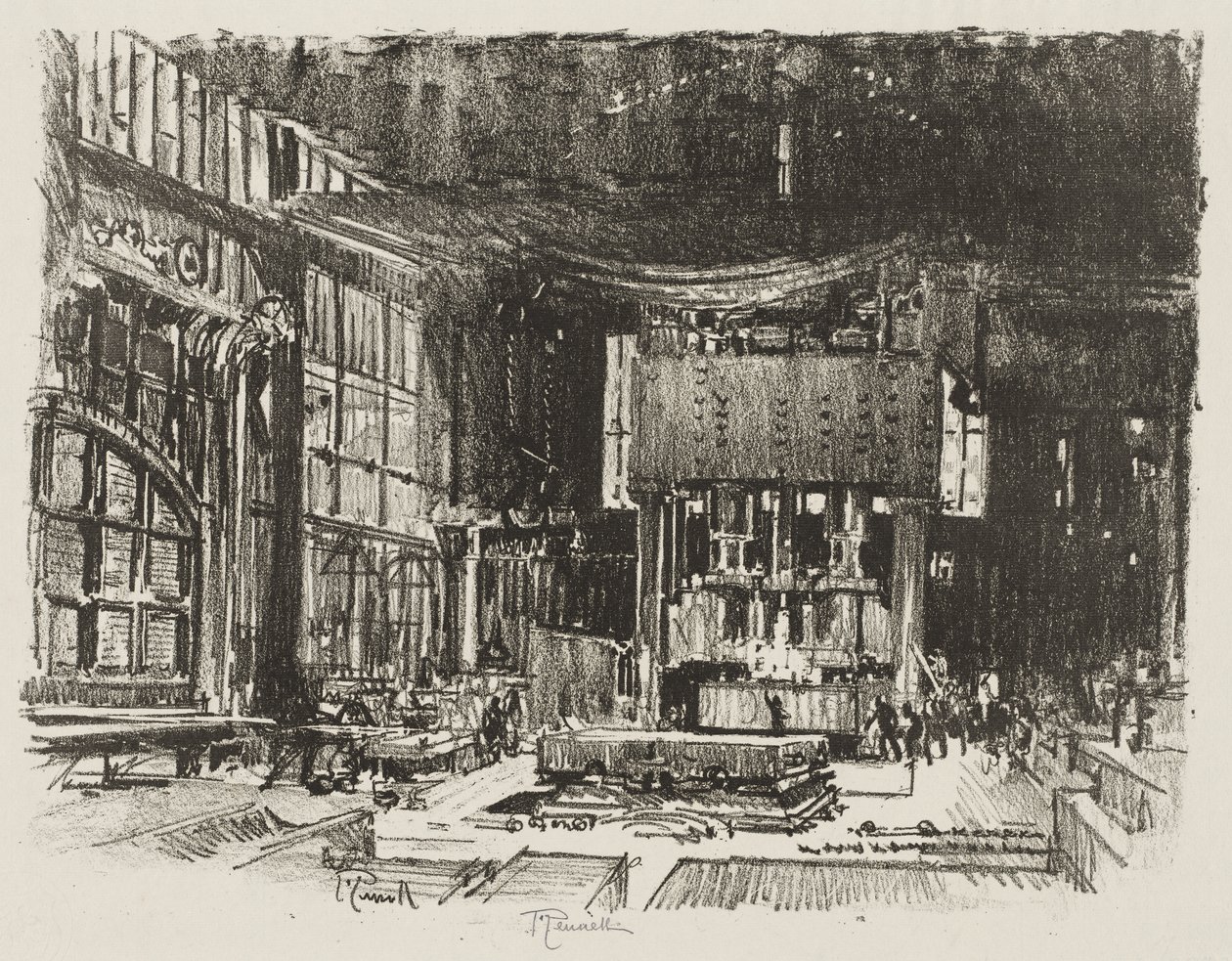 Englische Kriegsarbeit: Die Akolythen bereiten den Altar des Kriegsgottes vor von Joseph Pennell