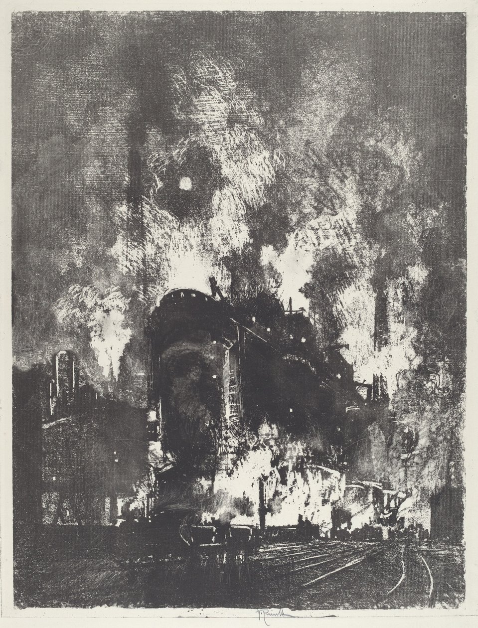Hochöfen bei Nacht von Joseph Pennell