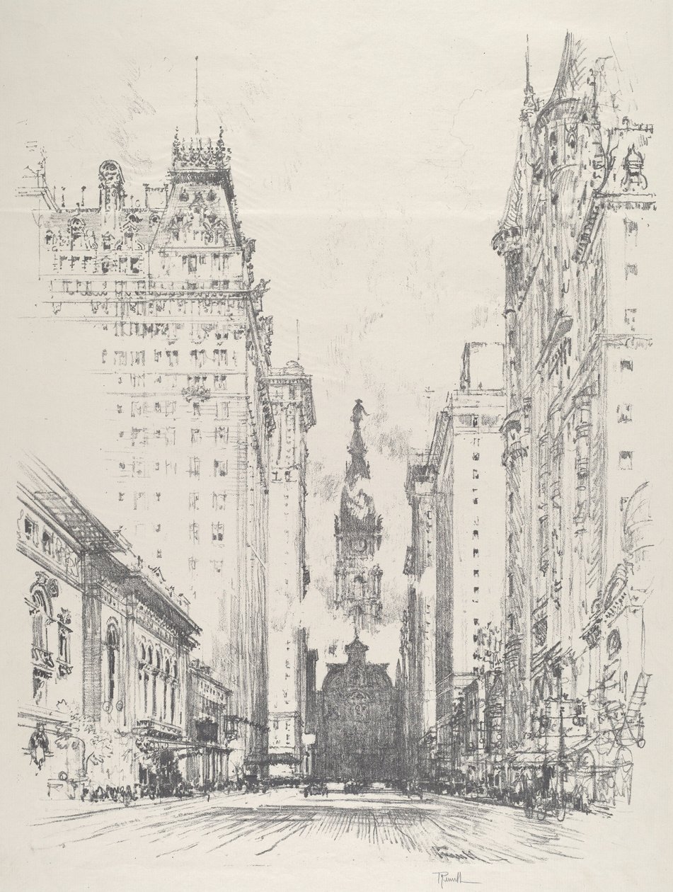 Blick von der Spruce Street die Broad Street hinauf von Joseph Pennell