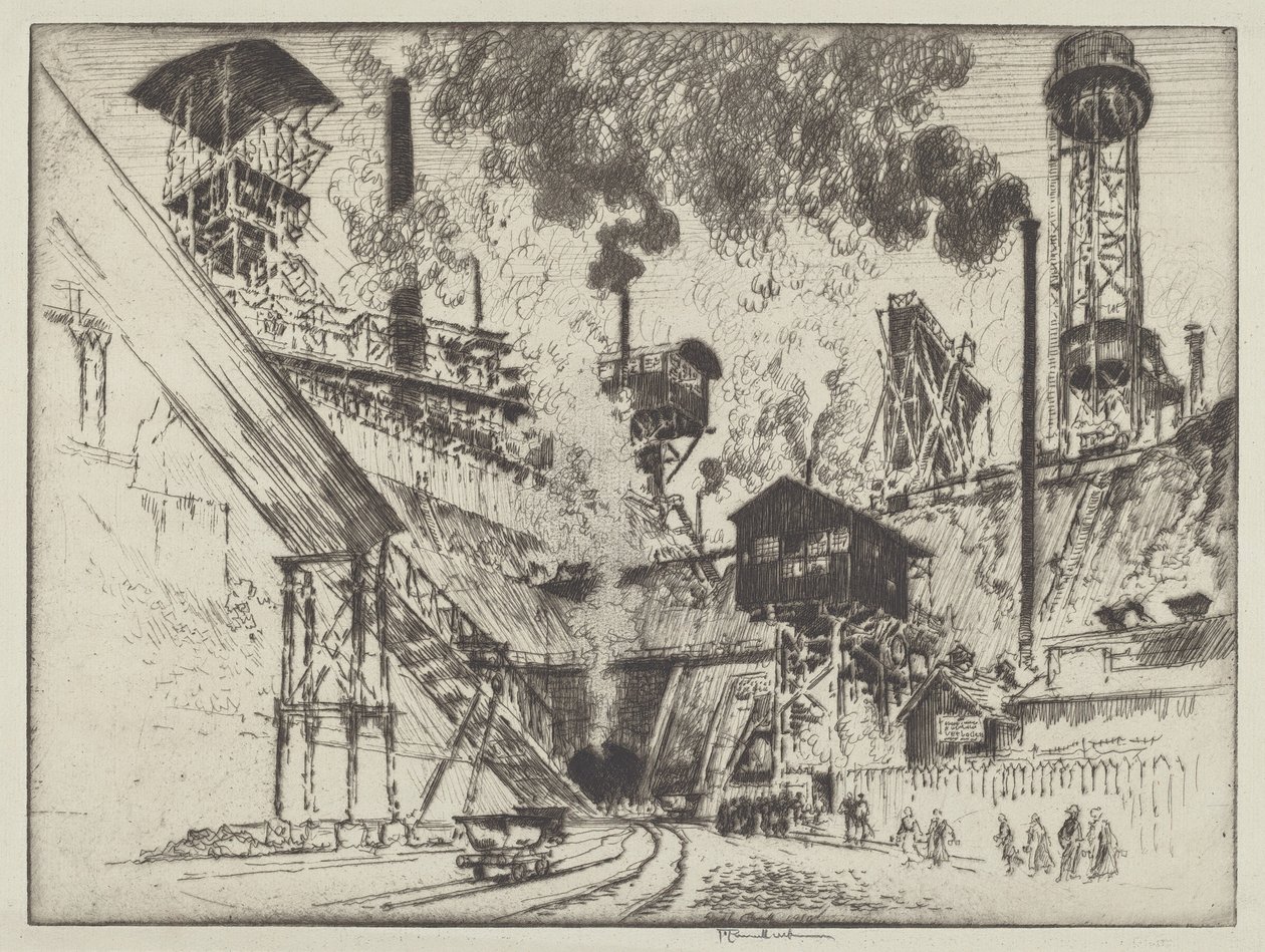 Mündung der Mine, Ruhrort bei Oberhausen von Joseph Pennell