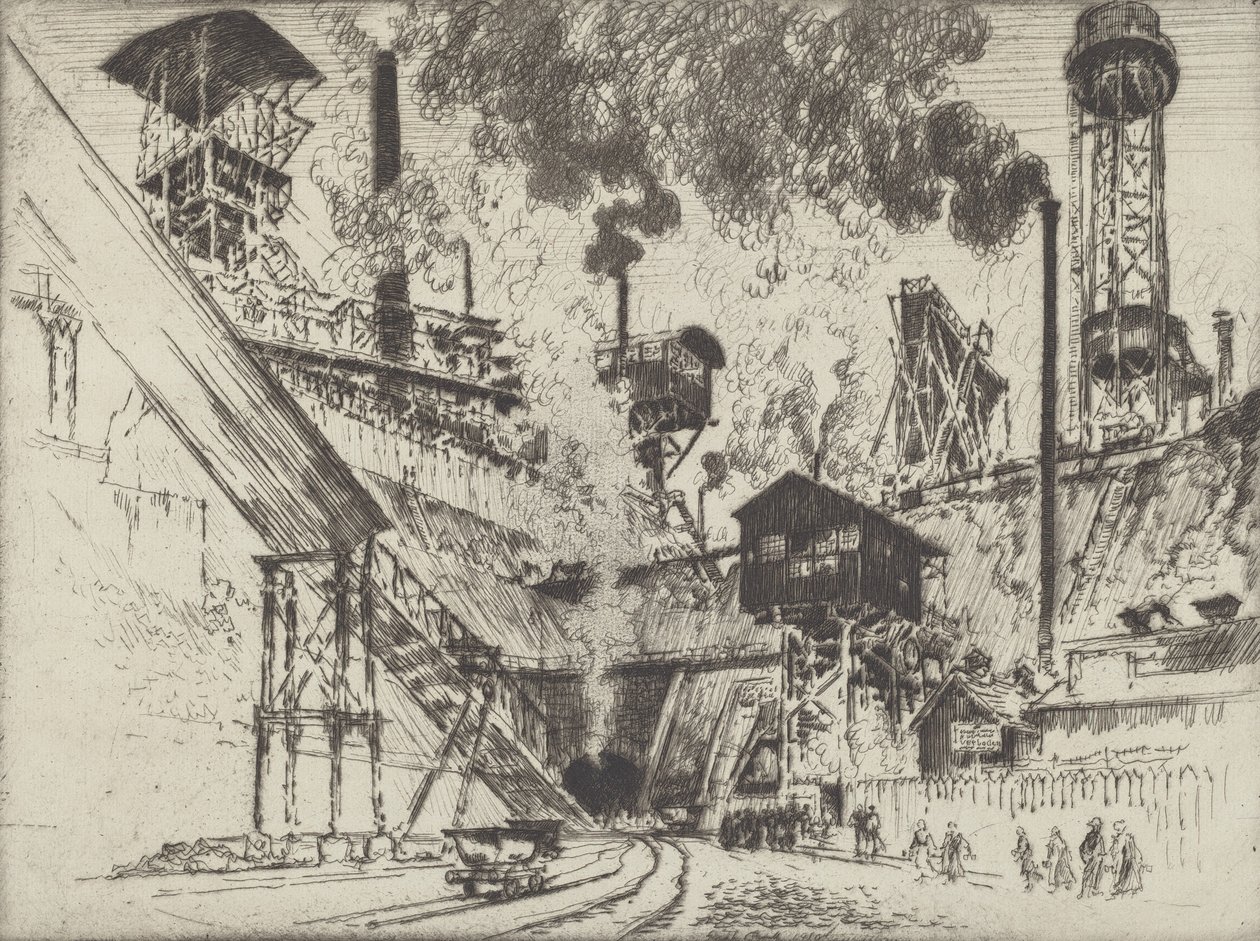Mund der Mine, Ruhrort bei Oberhausen, 1910 von Joseph Pennell