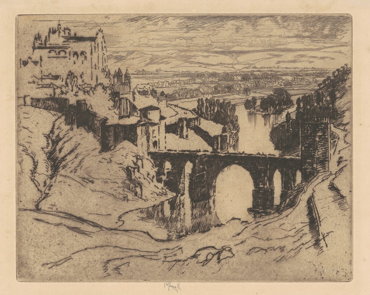 St. Martins Brücke, Toledo, 1904 von Joseph Pennell
