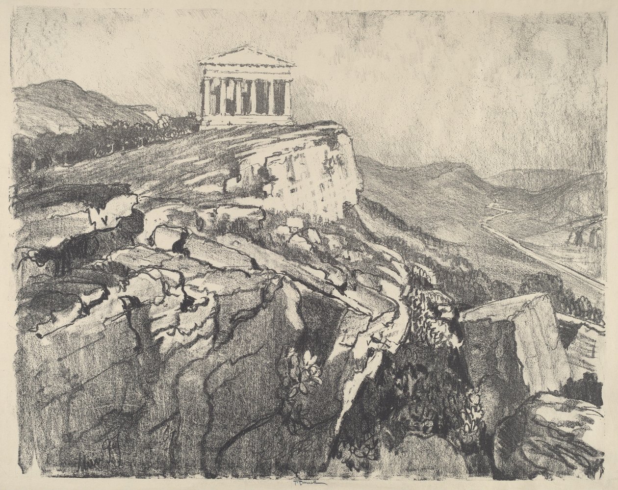 Der Tempel der Eintracht an der Mauer, Girgenti von Joseph Pennell