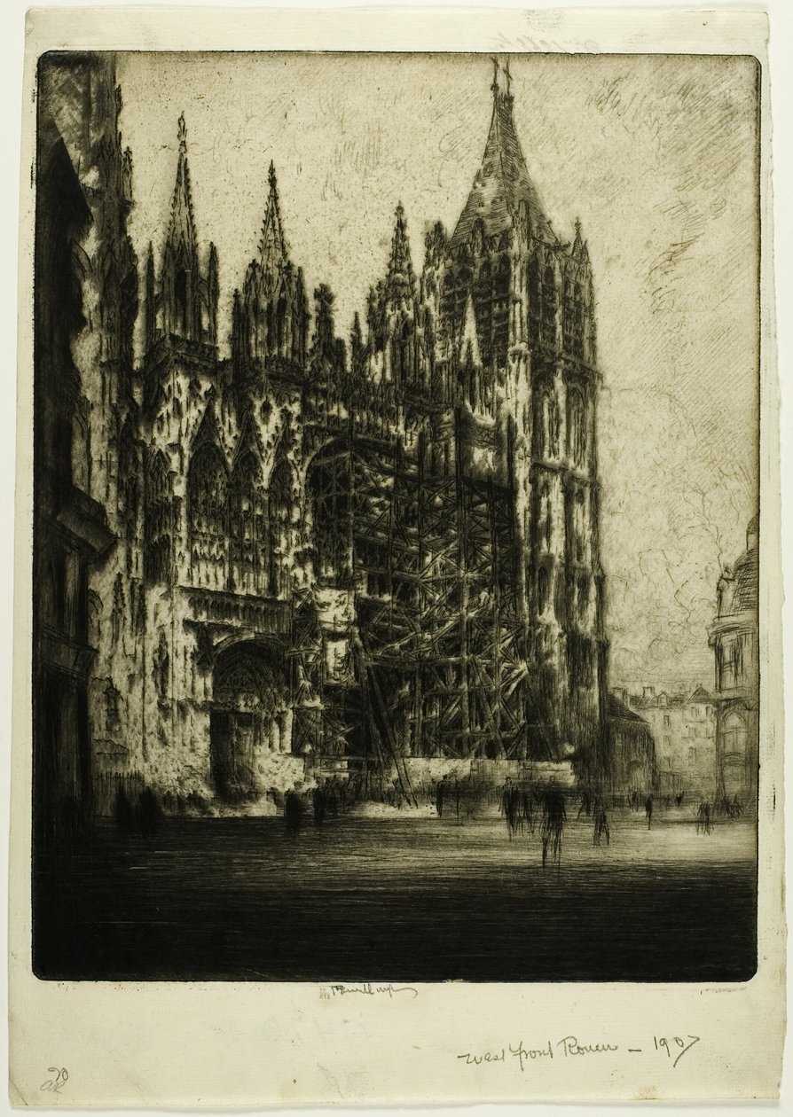 Die Westfassade, Kathedrale von Rouen von Joseph Pennell