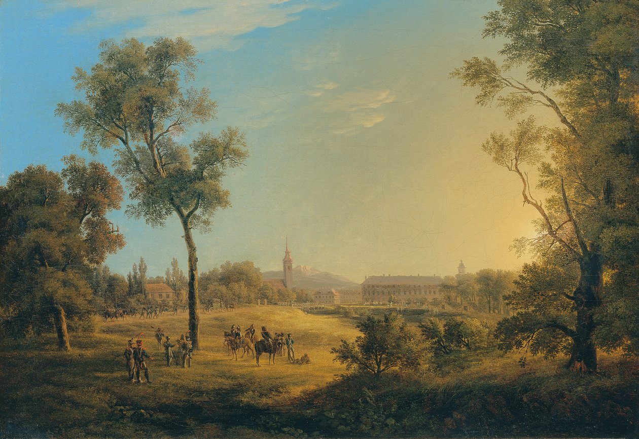 Szene aus den Napoleonischen Kriegen: Ansicht von Kaiserebersdorf von Joseph Rebell