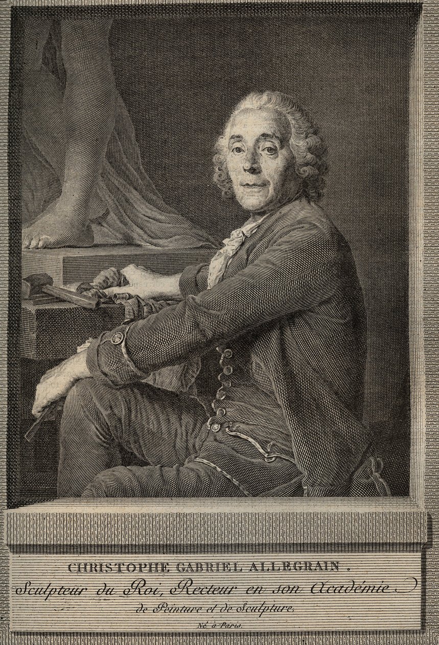Porträt von Christophe-Gabriel Allegrain (1710-1795), französischer Bildhauer - Gravur nach dem Gemälde von Joseph-Siffrein Duplessis von Joseph Siffred (after) Duplessis