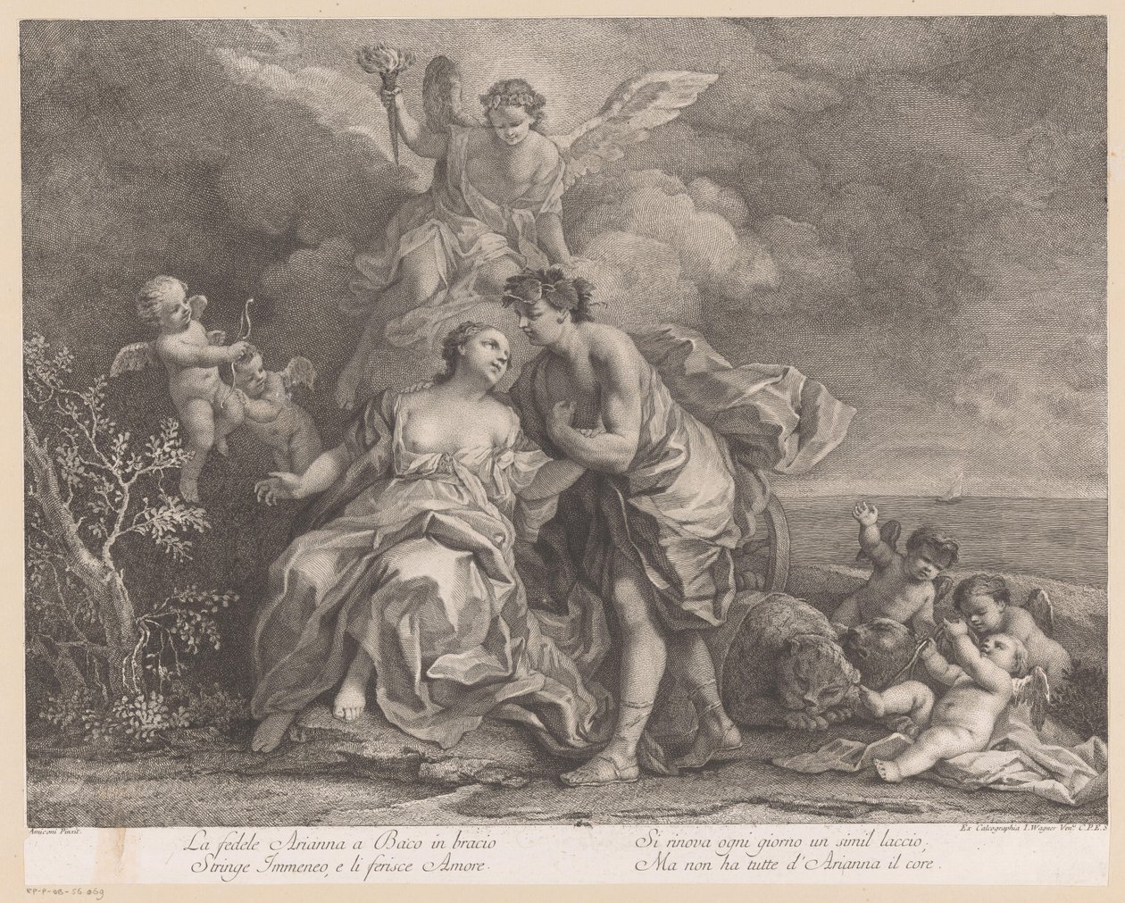 Bacchus und Ariadne auf der Insel Naxos von Joseph Wagner (possibly)