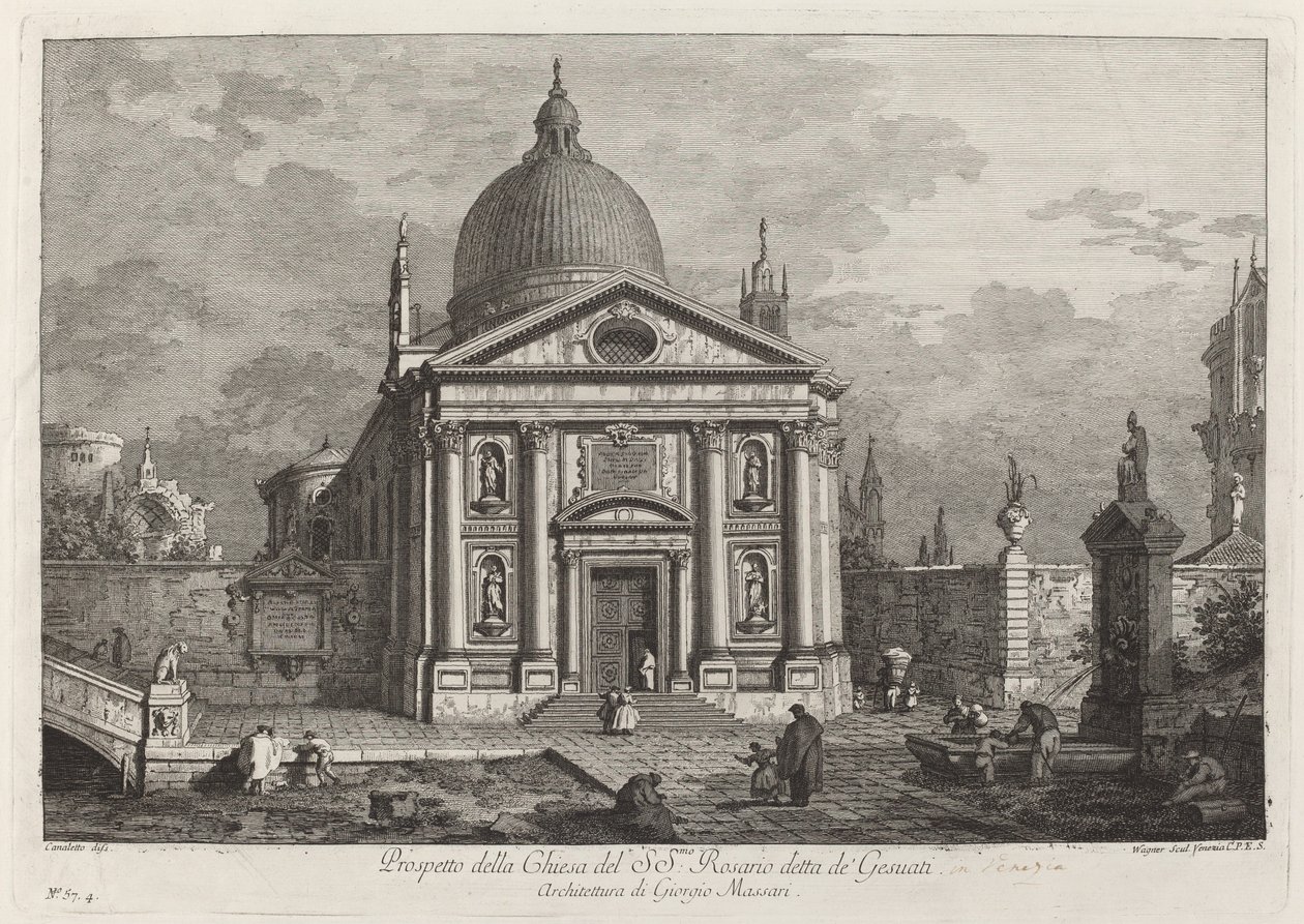 Ansicht der Kirche des Heiligen Rosenkranzes, genannt der Jesuiten von Joseph Wagner after Canaletto