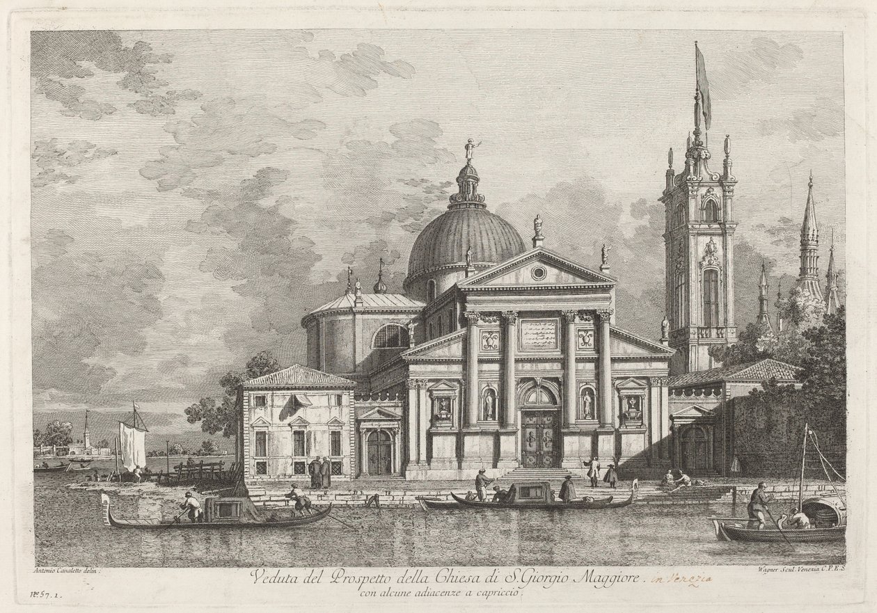 Ansicht der Fassade der Kirche S. Giorgio Maggiore von Joseph Wagner after Canaletto