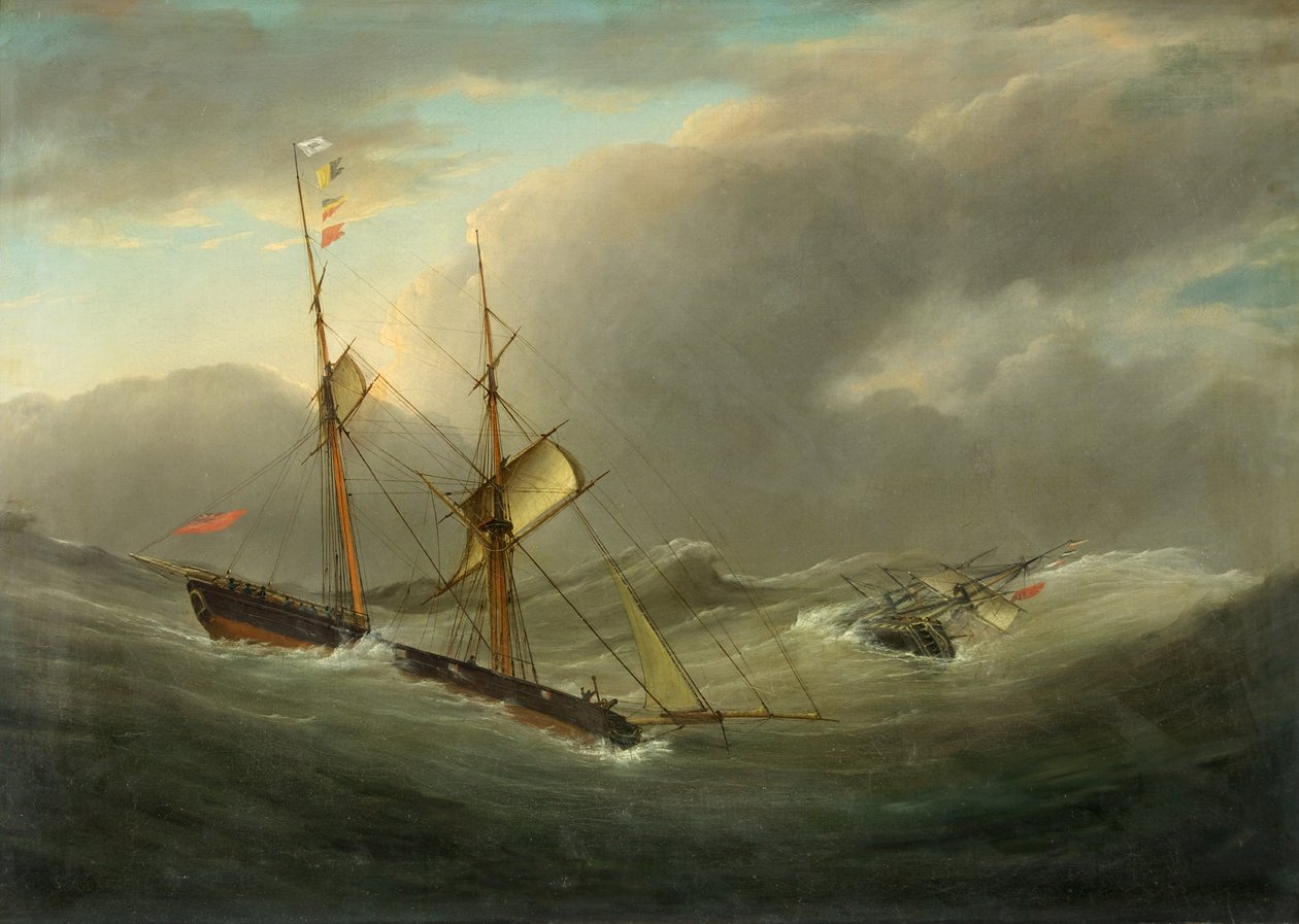 Die Brigantine Tom Cod rettet die Besatzung der 'La Plata', ca. 1840