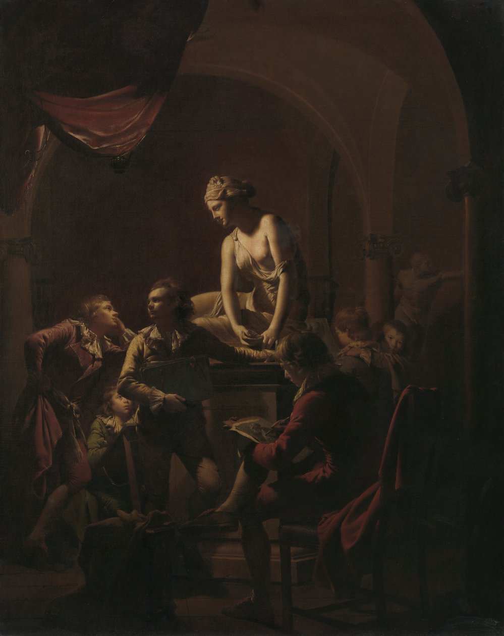Akademie bei Lampenlicht von Joseph Wright of Derby