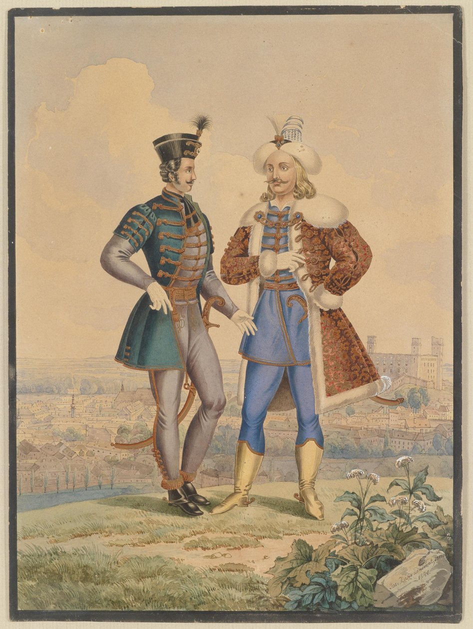 Husar und Osman vor einer Stadt von Joseph Zahradniczek the Elder