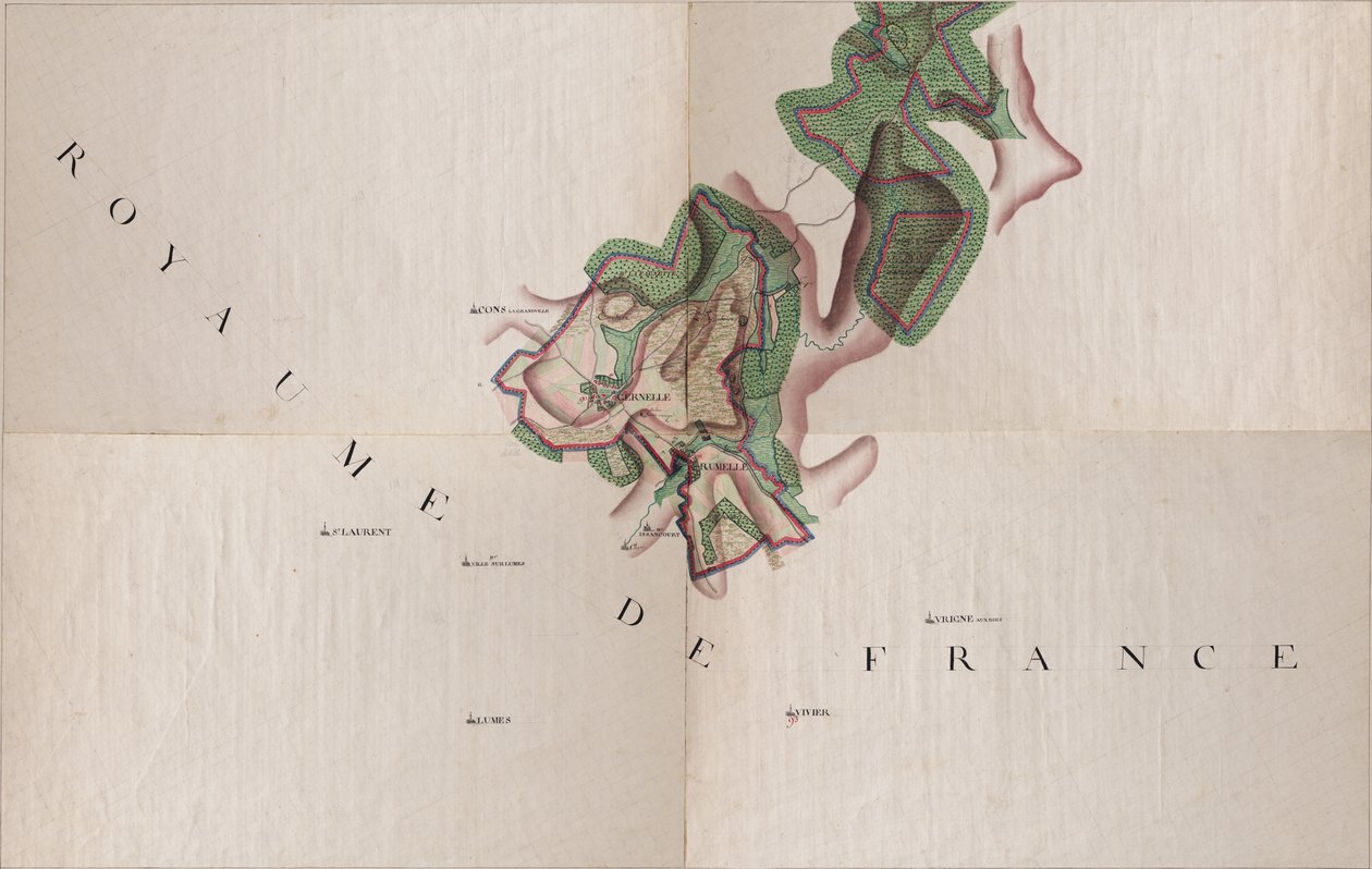 Karte von Gernelle, Belgien von Joseph de Ferraris (1726 – 1814) von Joseph de Ferraris