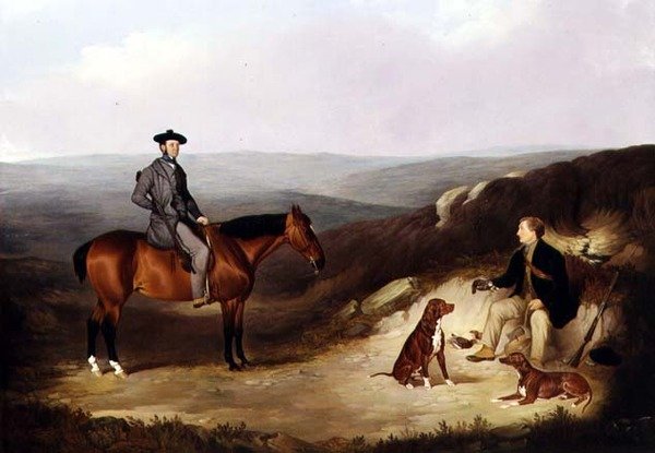 John Kerr Watson auf einem Schusspferd mit seinem Wächter auf den Yorkshire Moors von Joshua Dalby