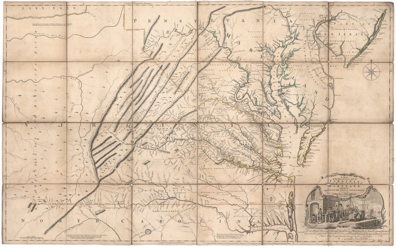 Eine Karte des bewohnten Teils von Virginia von Fry und Jefferson von Joshua & Jefferson Peter Fry
