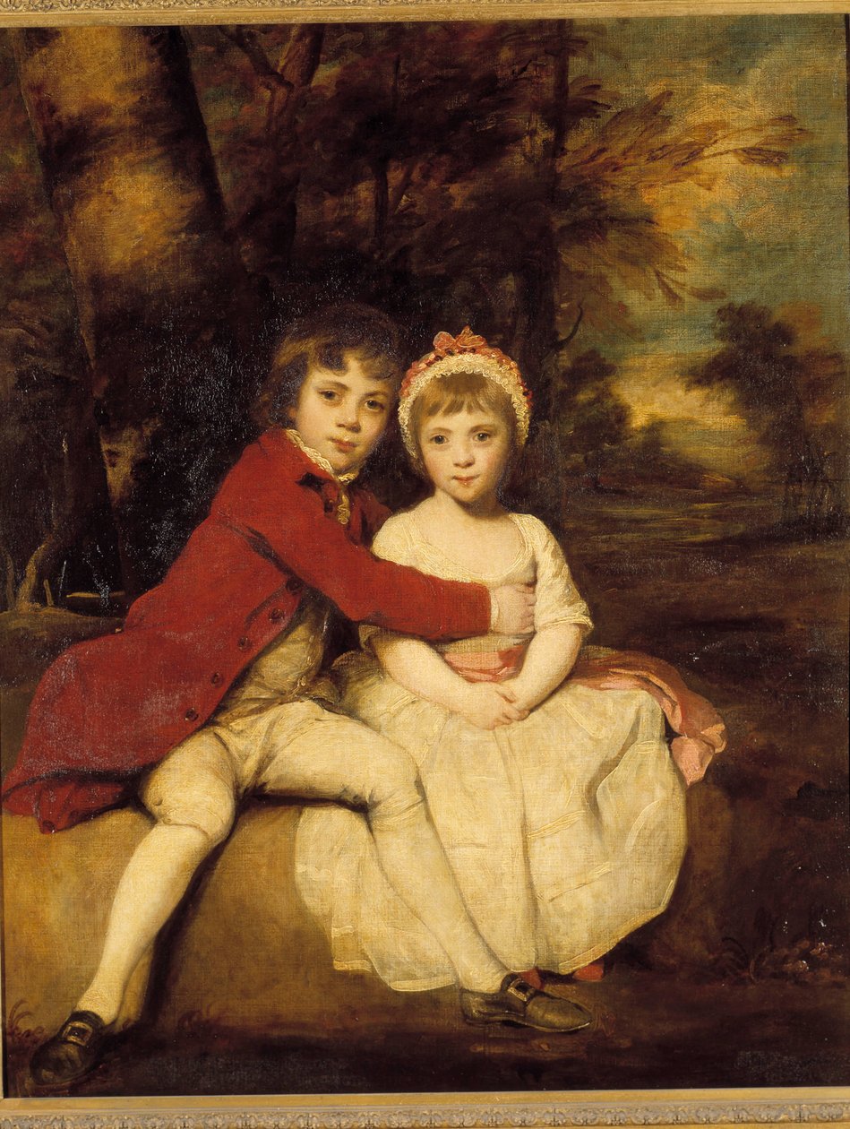 John Parker und seine Schwester Theresa Ein Bruder und eine Schwester stehen liebevoll. Gemälde von Joshua Reynolds (1723-1792) von Joshua Reynolds