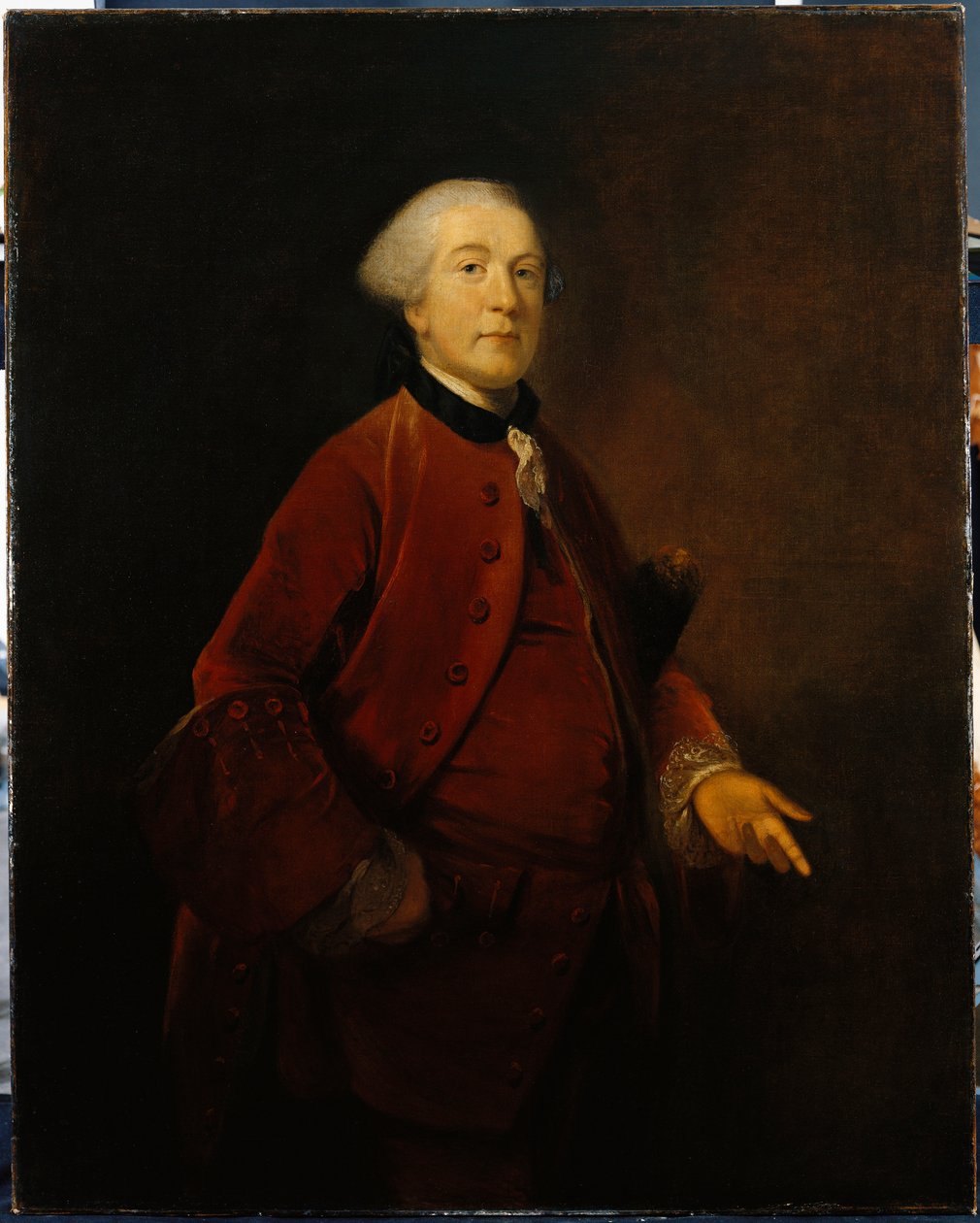 Porträt von George Ashby, stehend, dreiviertel Länge, mit Jacke und Weste von Joshua Reynolds