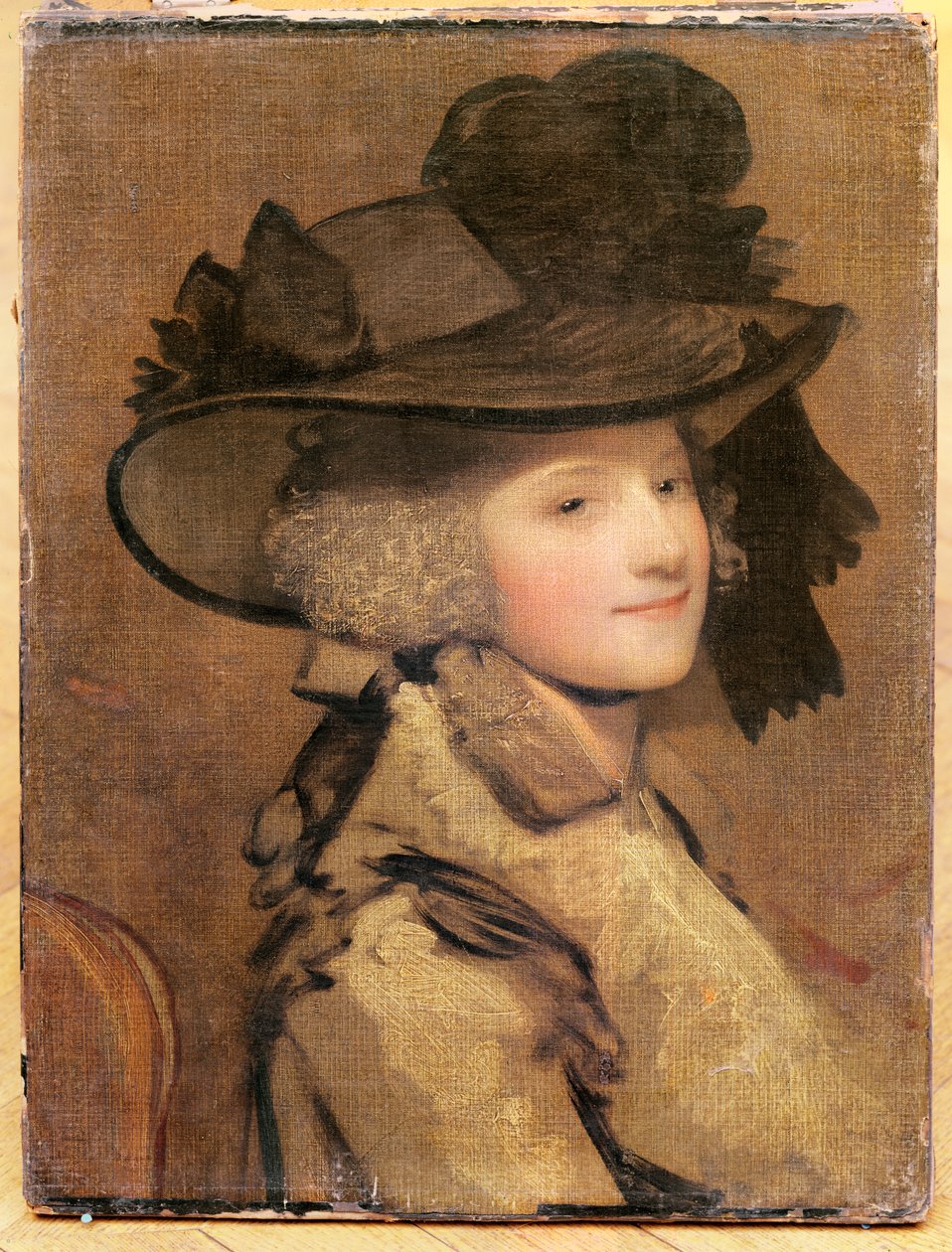 Porträt einer Frau mit schwarzem Hut von Joshua Reynolds