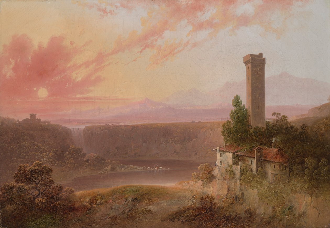 Ansicht des Sees Nemi bei Sonnenuntergang von Joshua Shaw