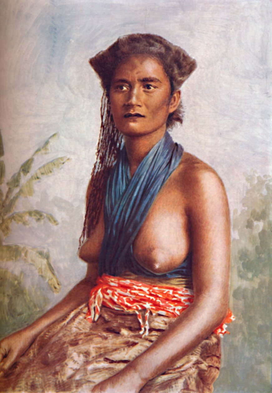 Eine Frau von Fidschi in traditioneller Kleidung, 1902 von Josiah Martin