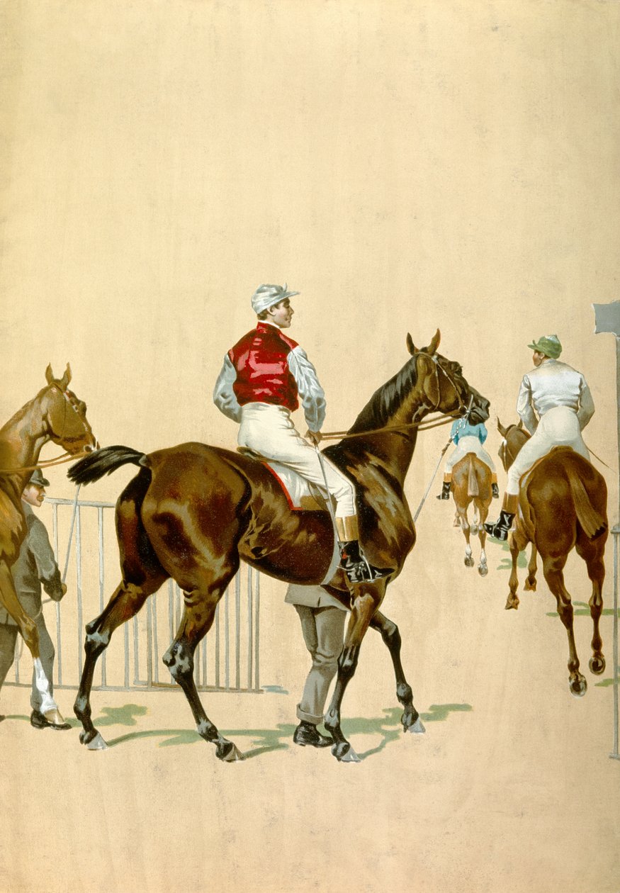Pferde und Jockeys, 20. Jahrhundert (Illustration) von Josse Photo