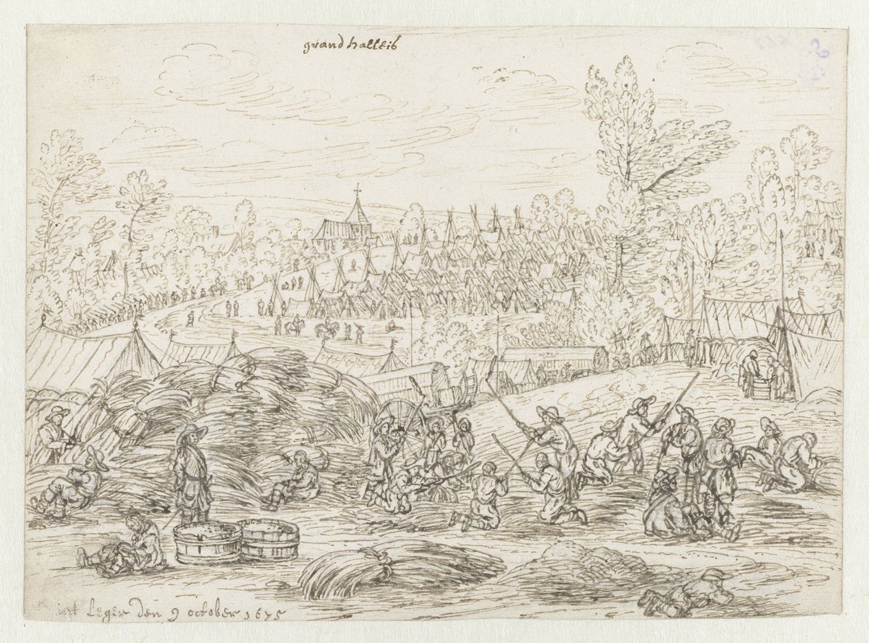 Ansicht eines Lagers der Armee von Wilhelm III. bei Grand-Hallet, Lüttich von Josua de Grave