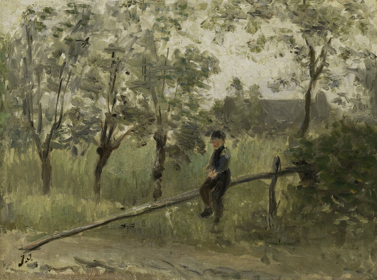 Landjunge auf einer Barriere von Jozef (1824-1911) Israels