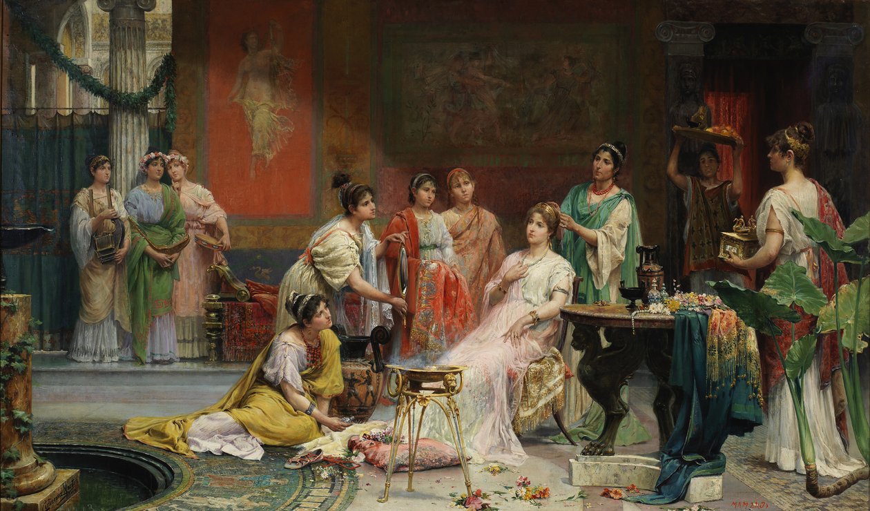 Toilette einer römischen Dame von Juan Giménez Martín