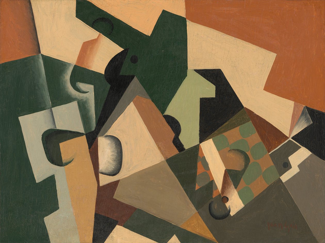 Glas und Schachbrett, ca. 1917 von Juan Gris