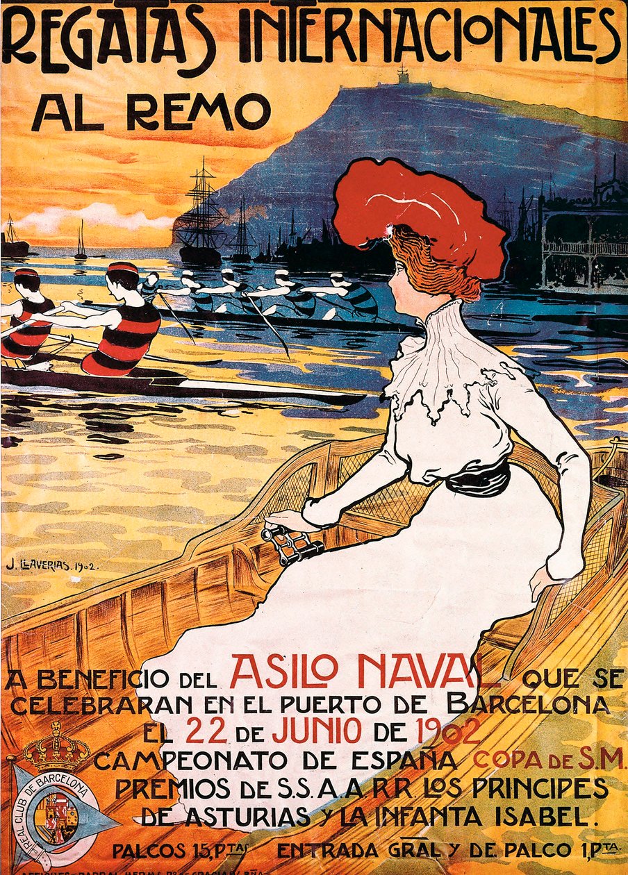 Plakat für ein Sportereignis "Internationale Ruderregatten" von Juan Llaverias Llabro