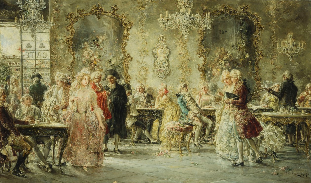 Elegante Figuren in einem Pariser Café von Juan Pablo Salinas Tervel
