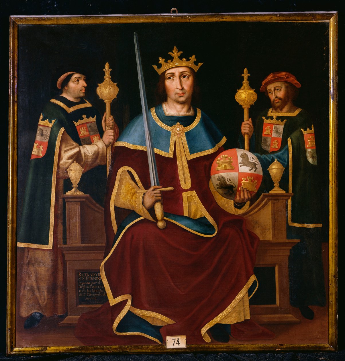 Heiliger Ferdinand auf dem Thron mit zwei Höflingen von Juan de Juanes