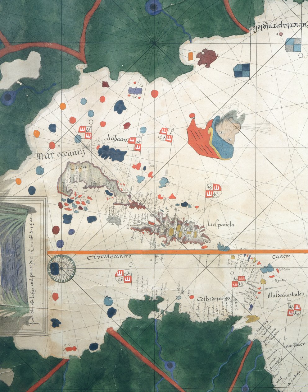 Inseln Mittelamerikas, nautische Karte von Juan de la Cosa von Juan de la Cosa