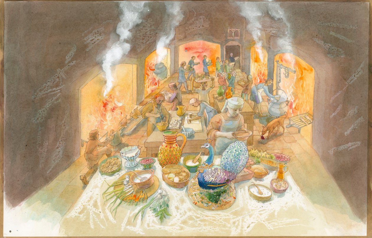 Eine frühmittelalterliche Küchenszene von Judith Dobie