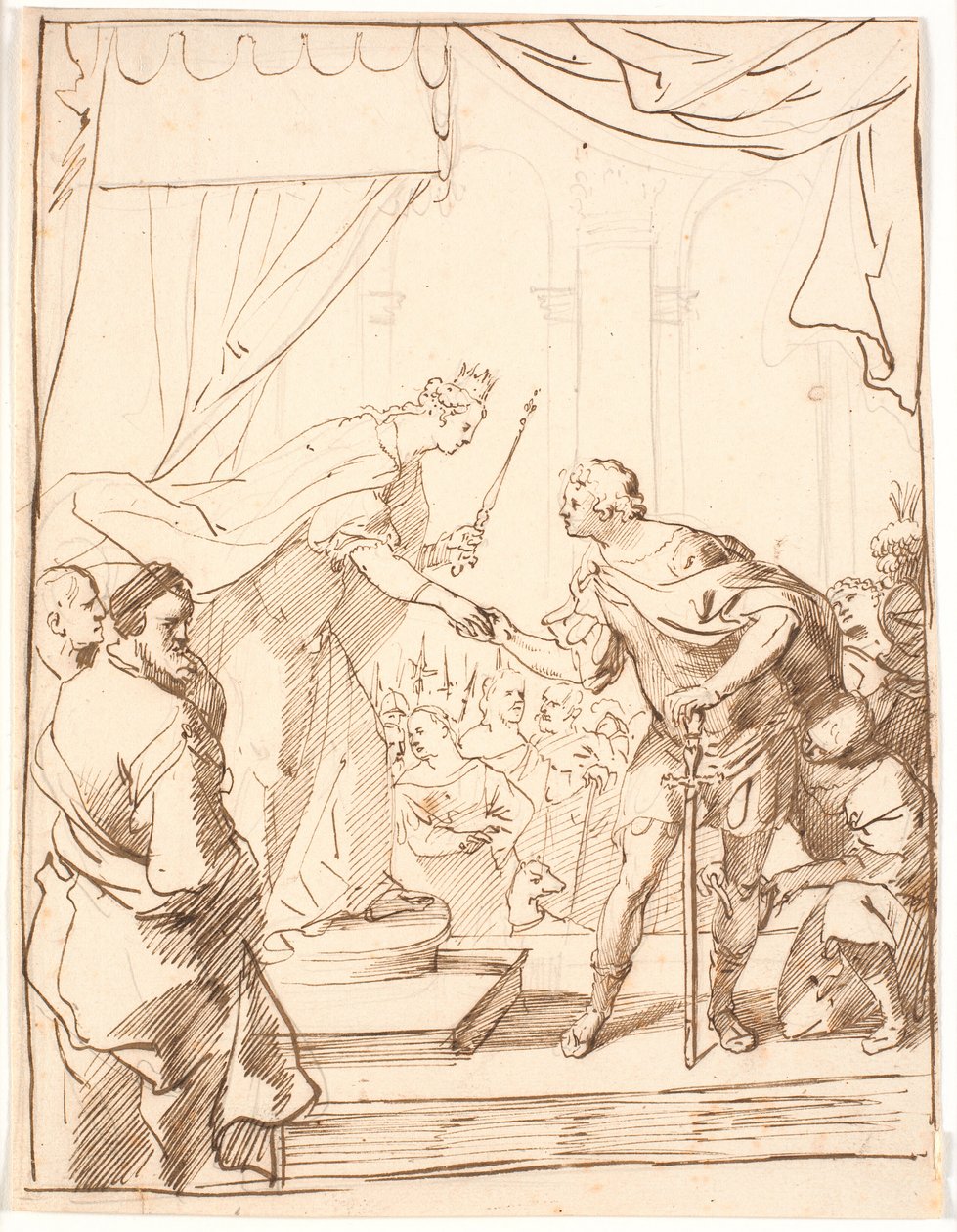 Königin Elisabeth von England überreicht 1568 den Hosenbandorden an Herzog Adolf von Gottorp von Jürgen Ovens