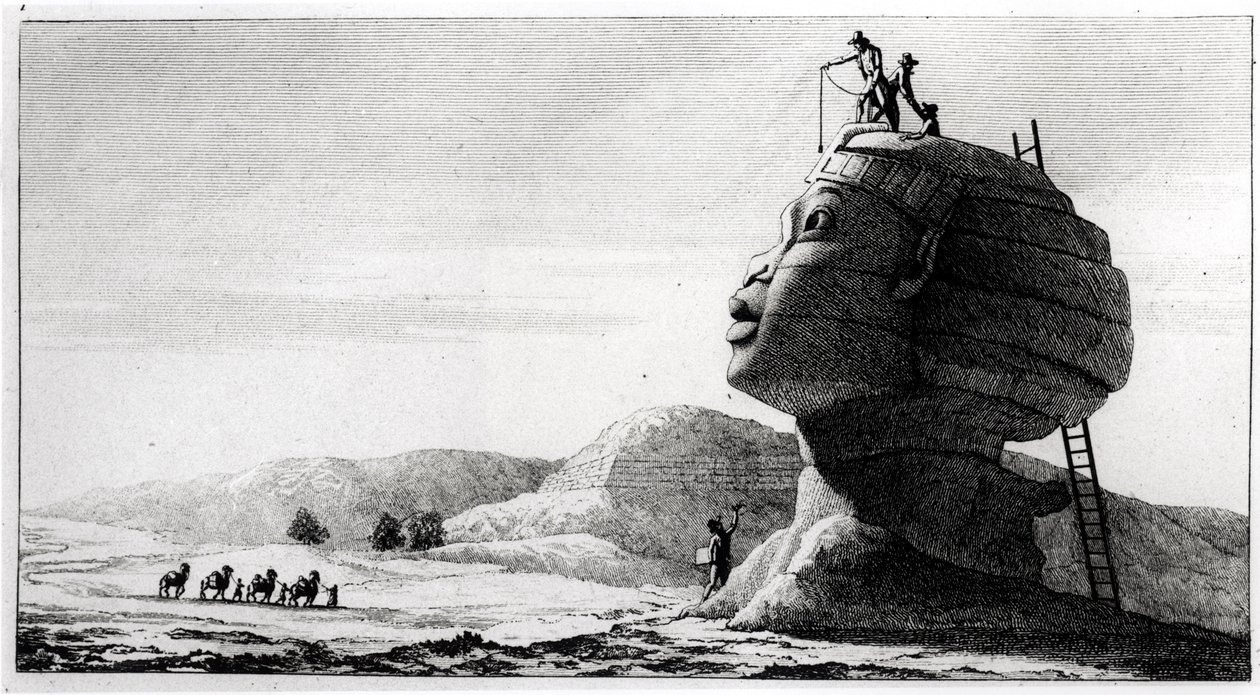 Die Franzosen messen die Sphinx, aus Voyage en Égypte von Dominique Vivant Denon (1747-1825), graviert von Deparc, 1802 von Jules Alfred Vincent Rigo