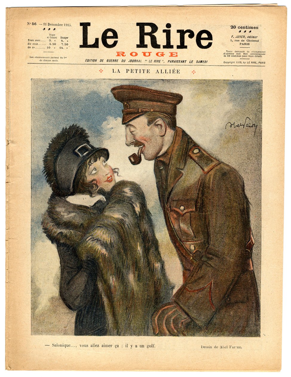 Cover von „The Red Laughter“, Satirisch in Farben von Jules Abel Faivre