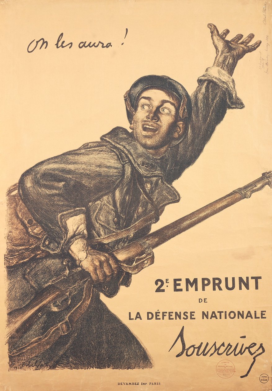Französisches WWI-Poster - 2. Ausgabe von Kriegsanleihen von Jules Abel Faivre