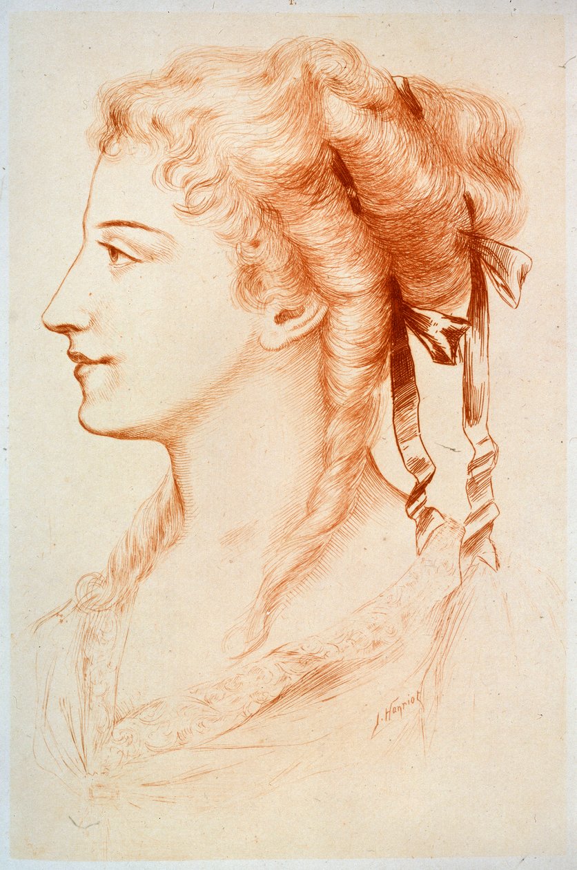 Porträt einer jungen Dame, 19. Jahrhundert von Jules Armand Hanriot